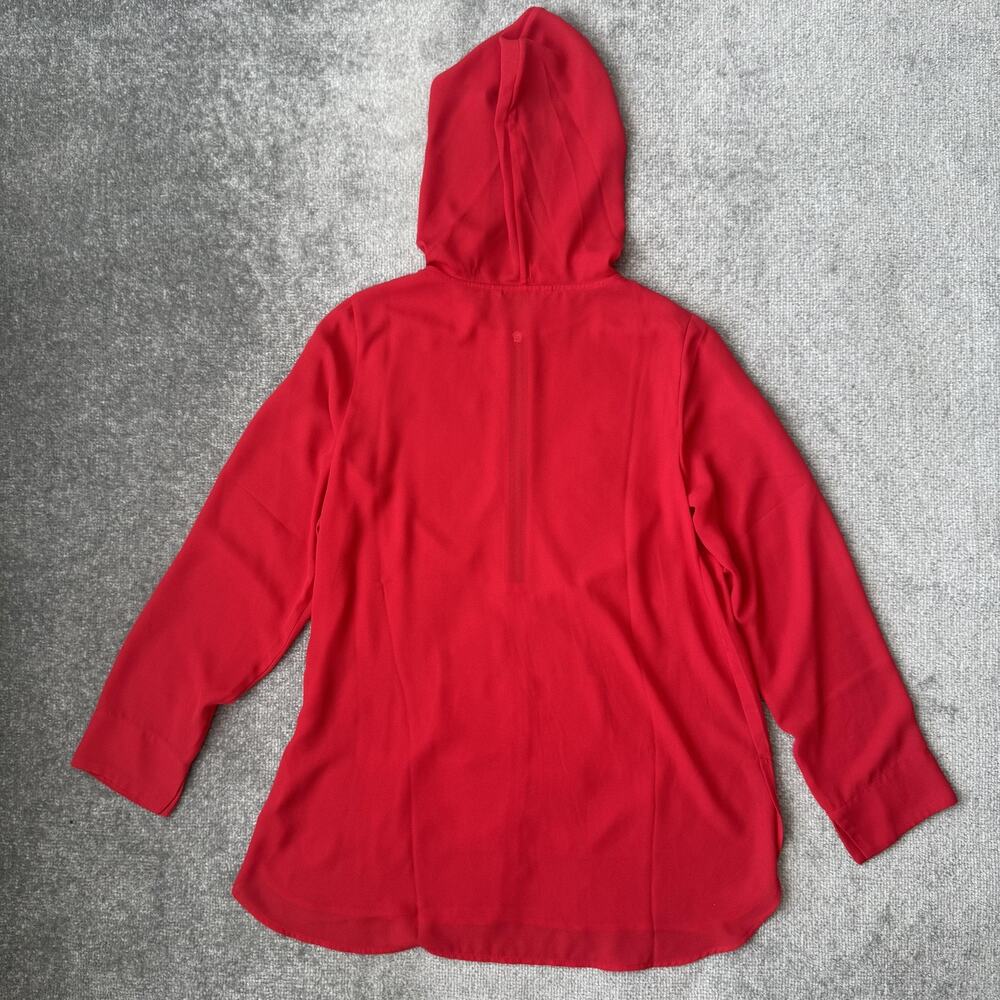 Soft Surroundings Shirt Womens Small Red Kangaroo Pocket Hooded Lightweight Top - Picture 8 of 8